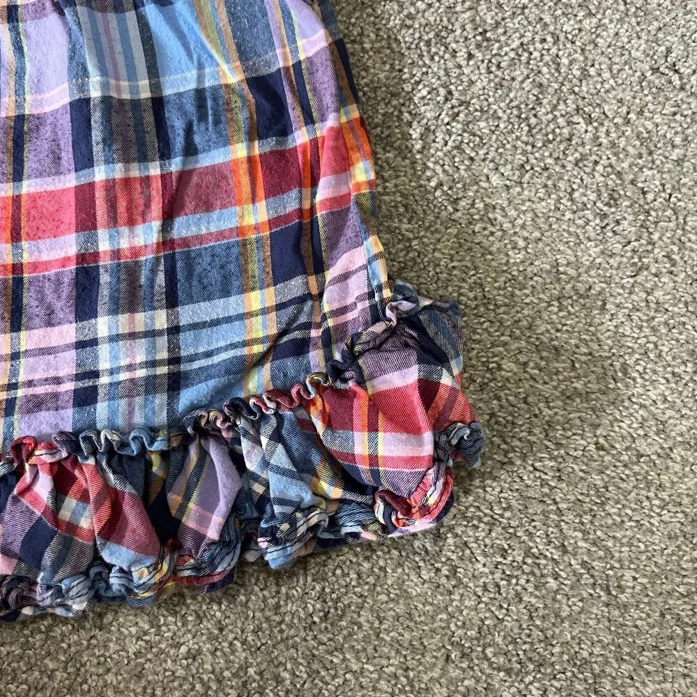 Ralph lauren dress baby girls 12M red blue plaid‎ ruffle button summer casual